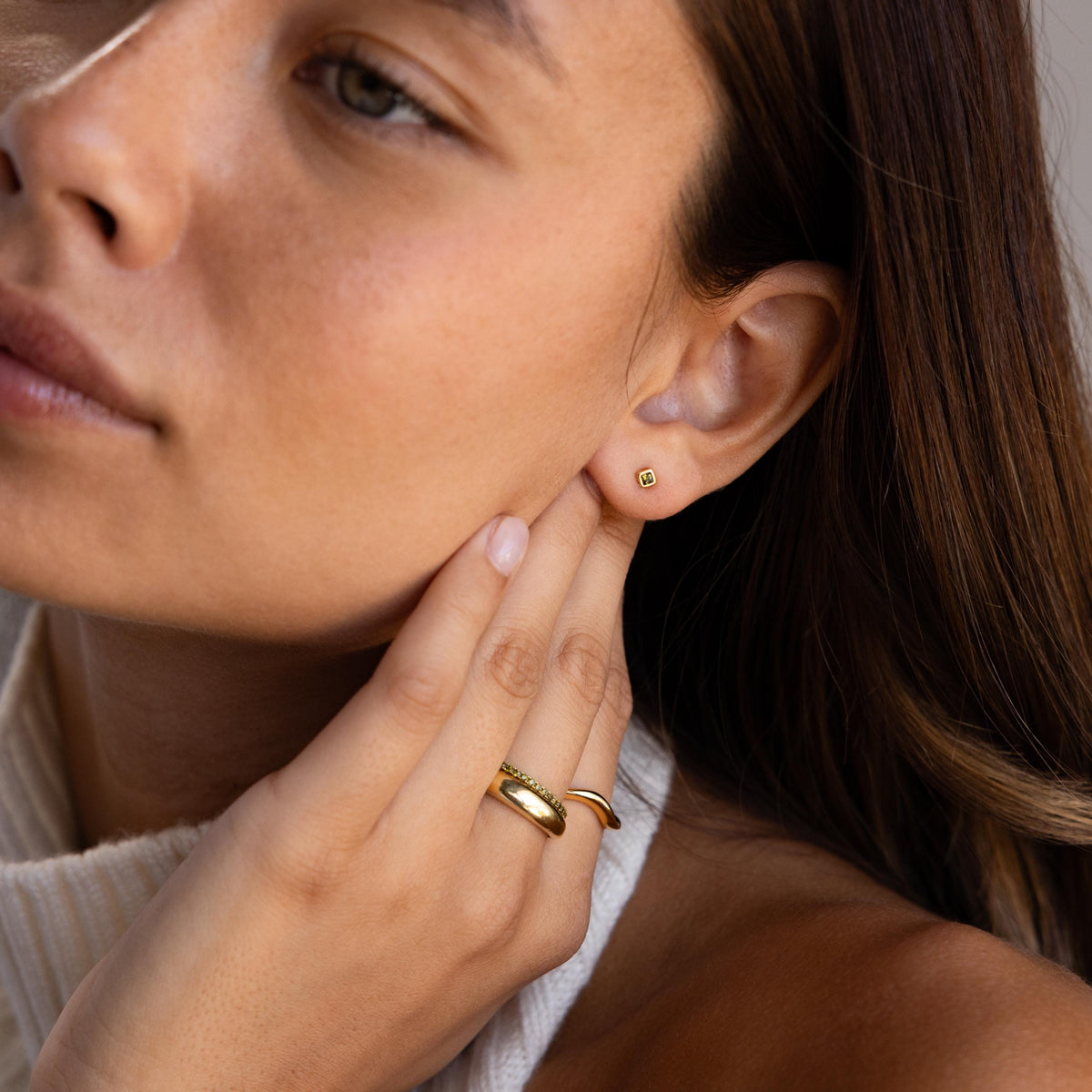 Square bezel birthstone flat back studs