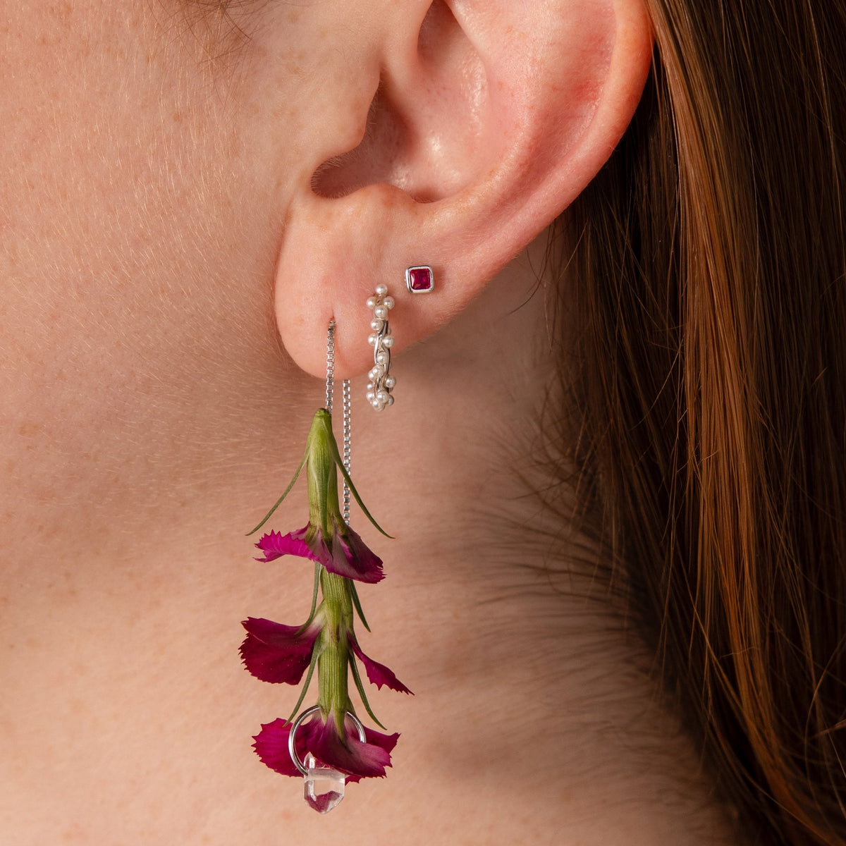 Square bezel birthstone flat back studs