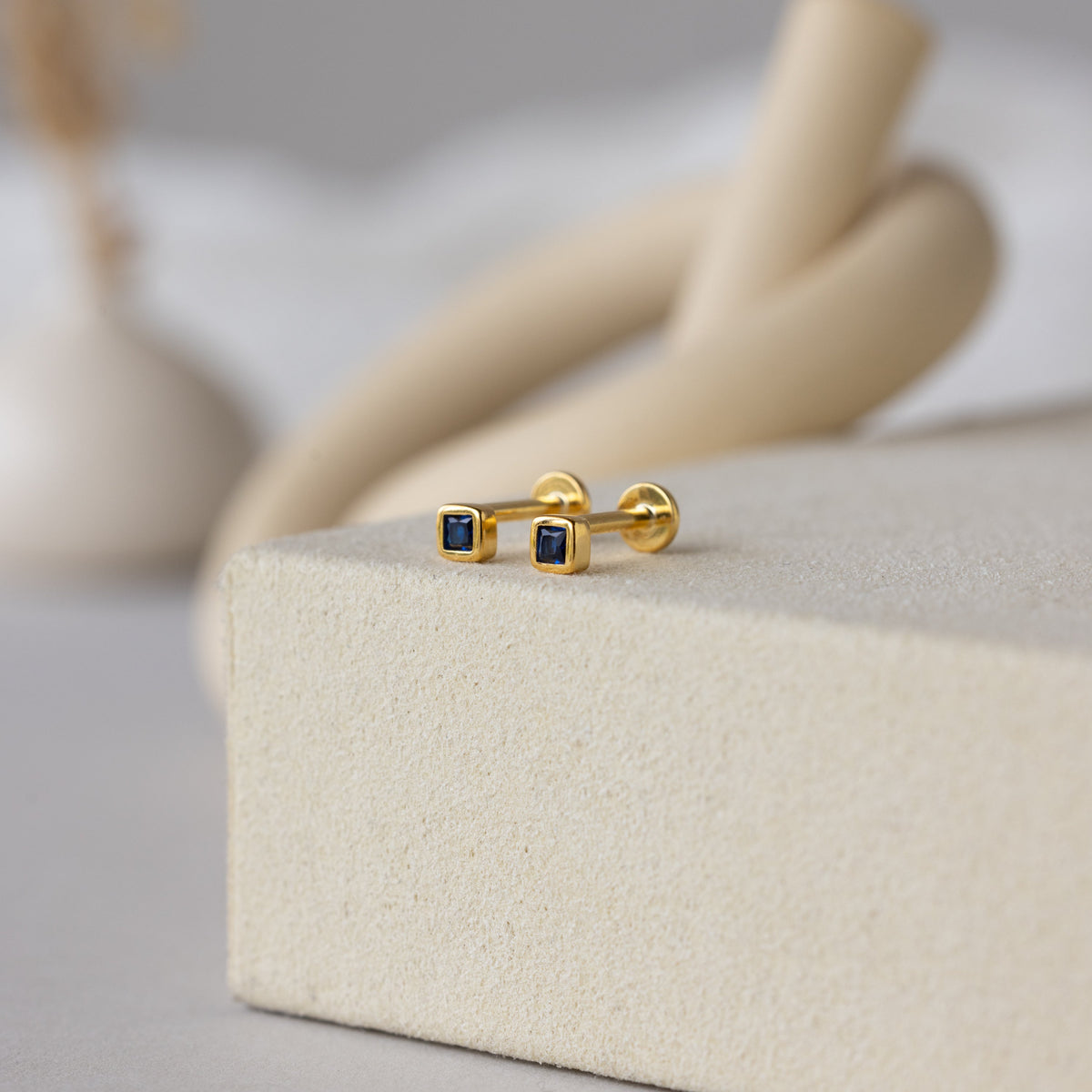 Square bezel birthstone flat back studs