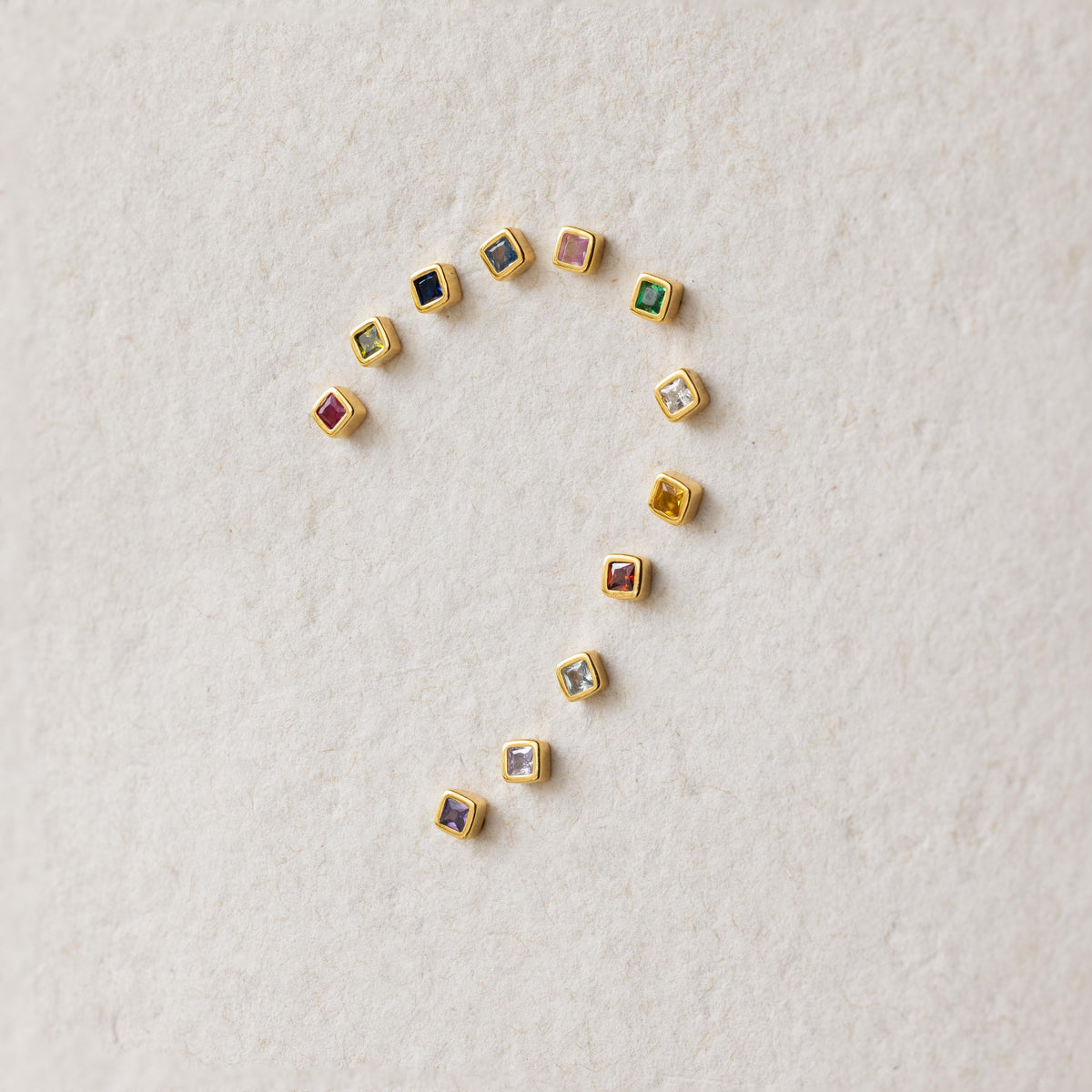 Square bezel birthstone flat back studs