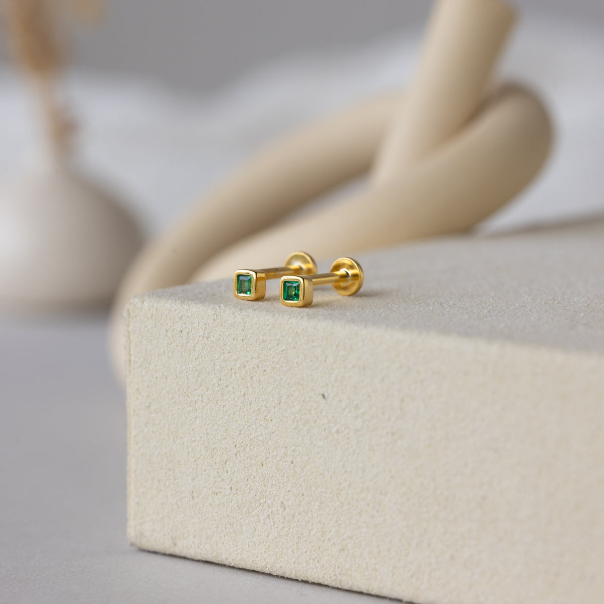 Square bezel birthstone flat back studs