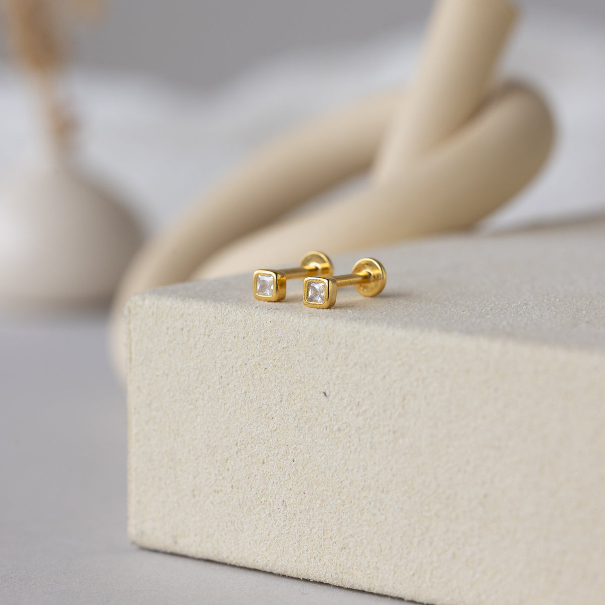 Square bezel birthstone flat back studs
