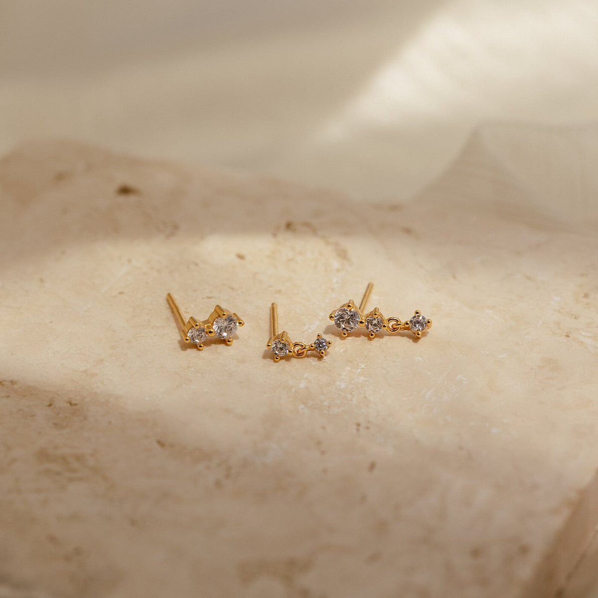 Triple diamond studs set