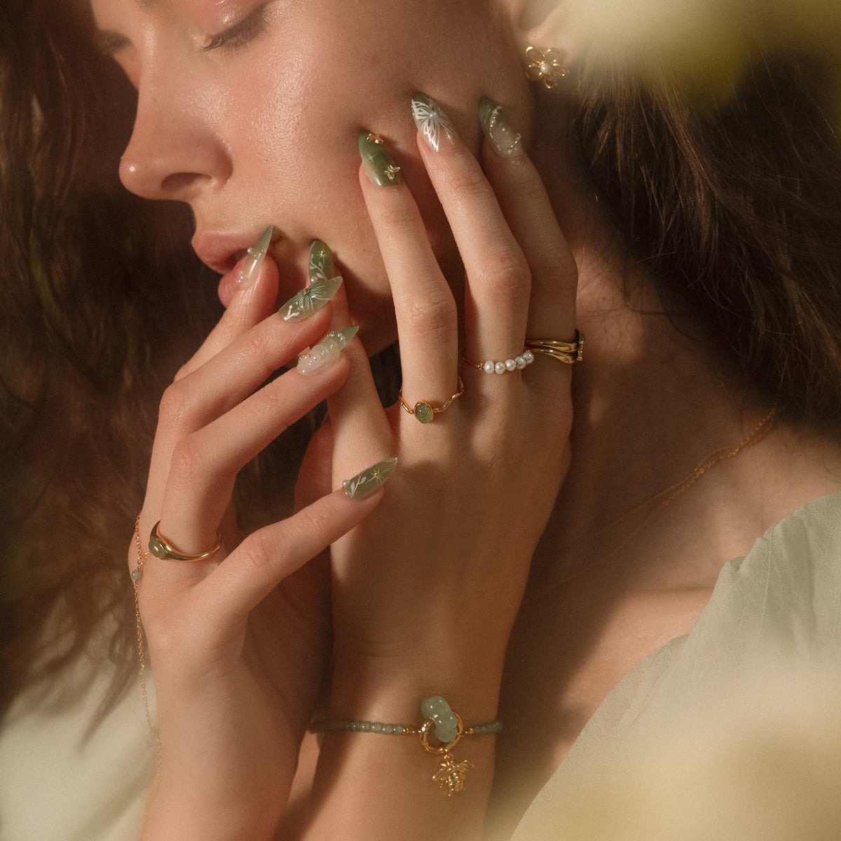 Beaded pearl ring