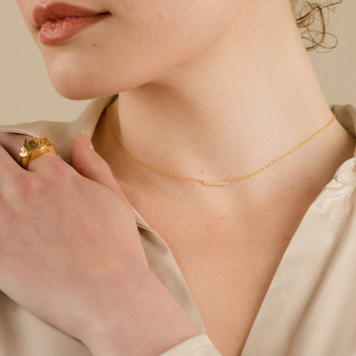 Pave bar necklace