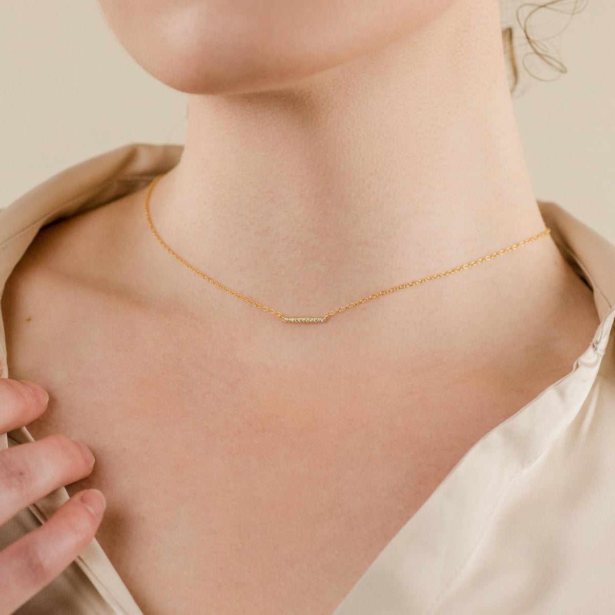 Pave bar necklace