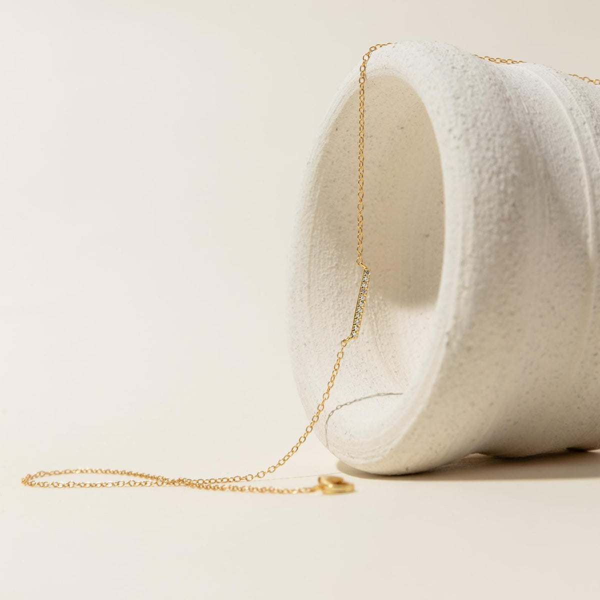 Pave bar necklace
