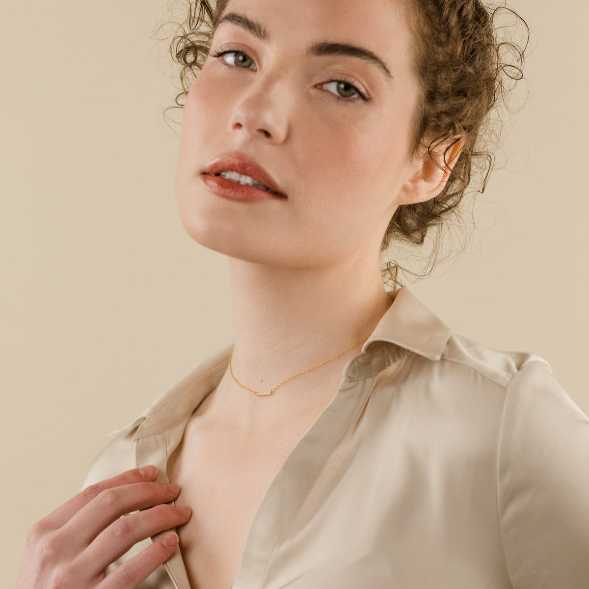 Pave bar necklace