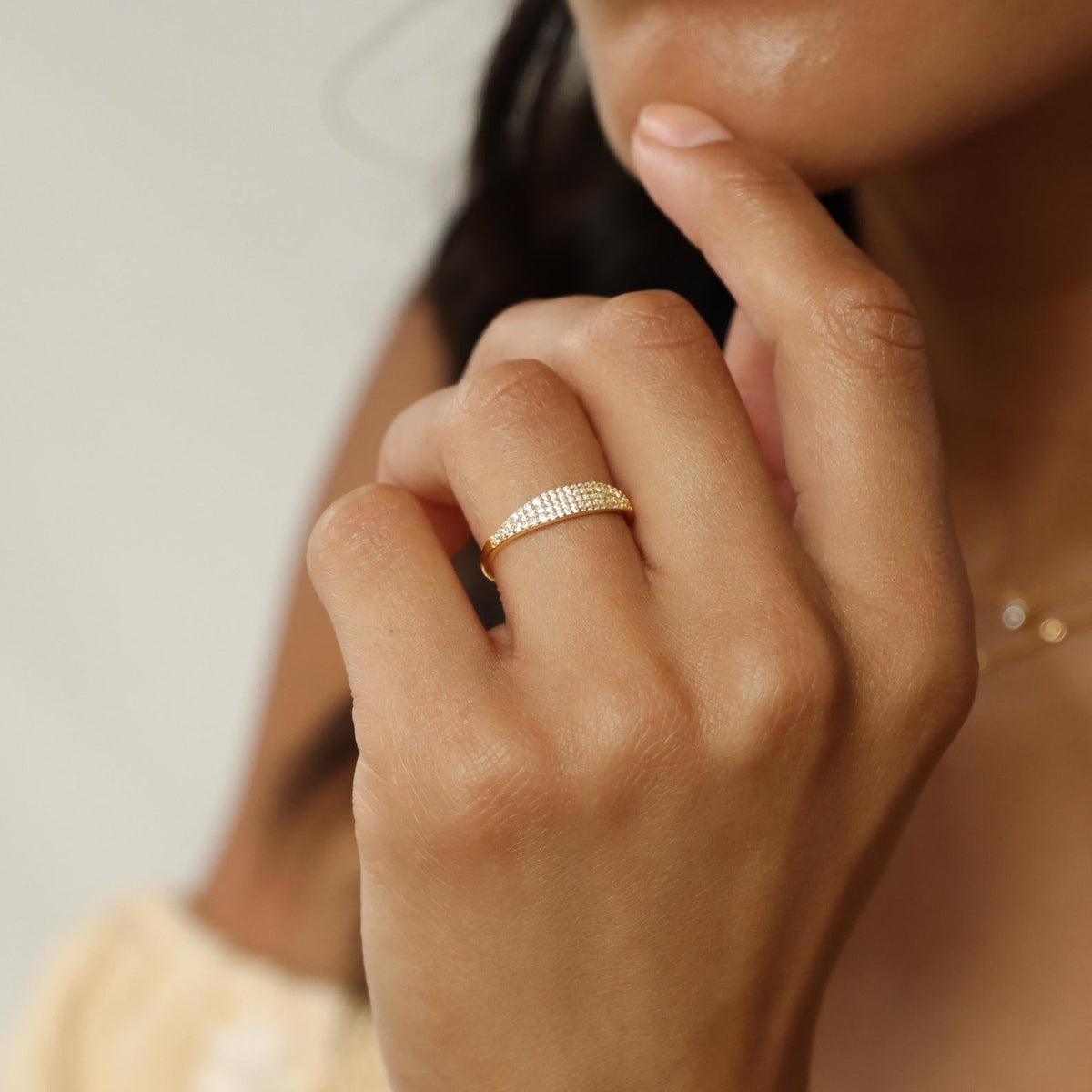 Gina pave signet ring
