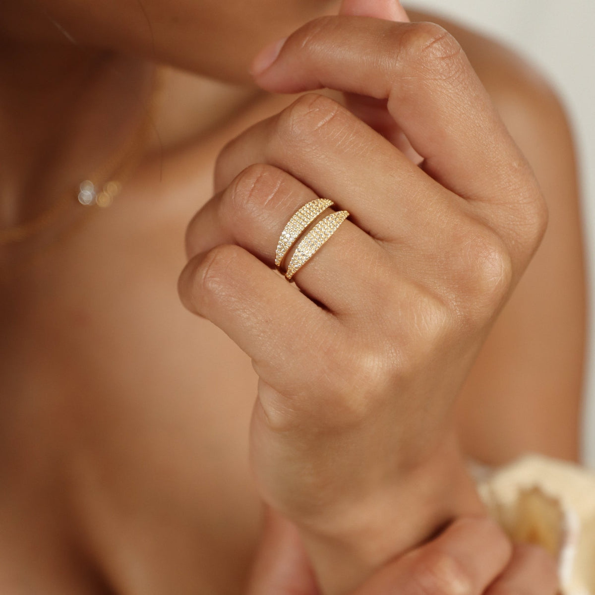 Gina pave signet ring
