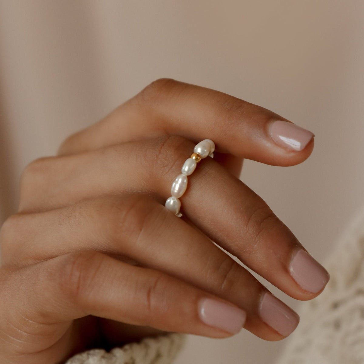 Pearl beaded ring