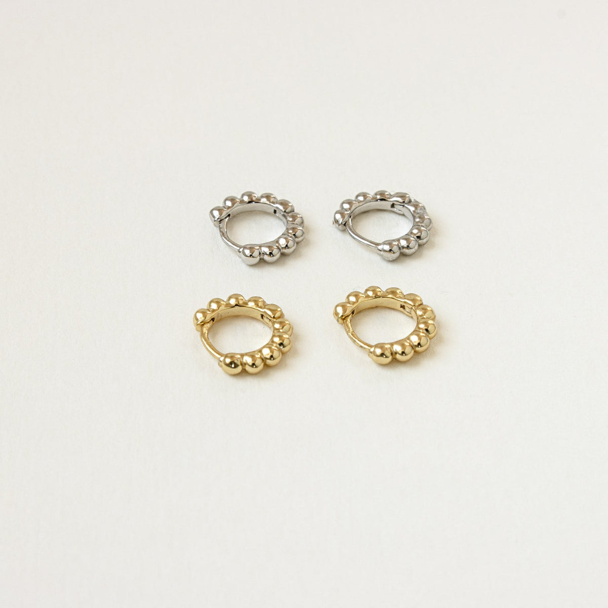Dainty sphere beaded huggies