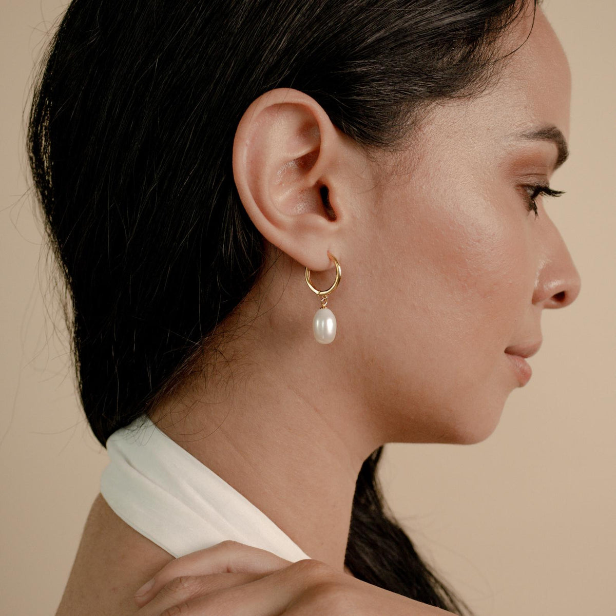 Maggie pearl drop hoops