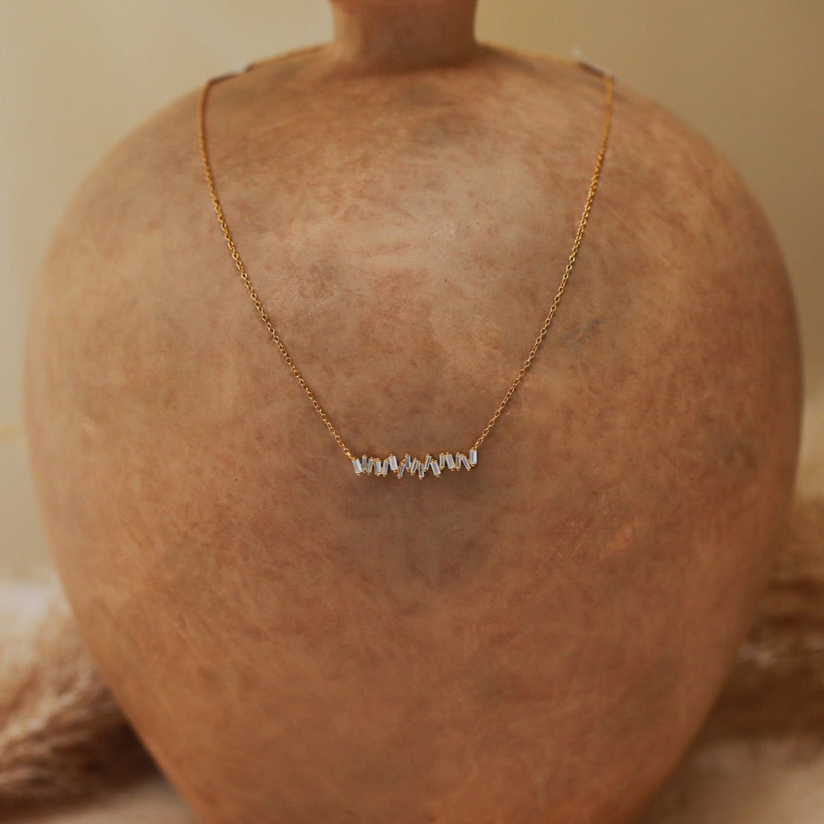 Bethany baguette bar necklace