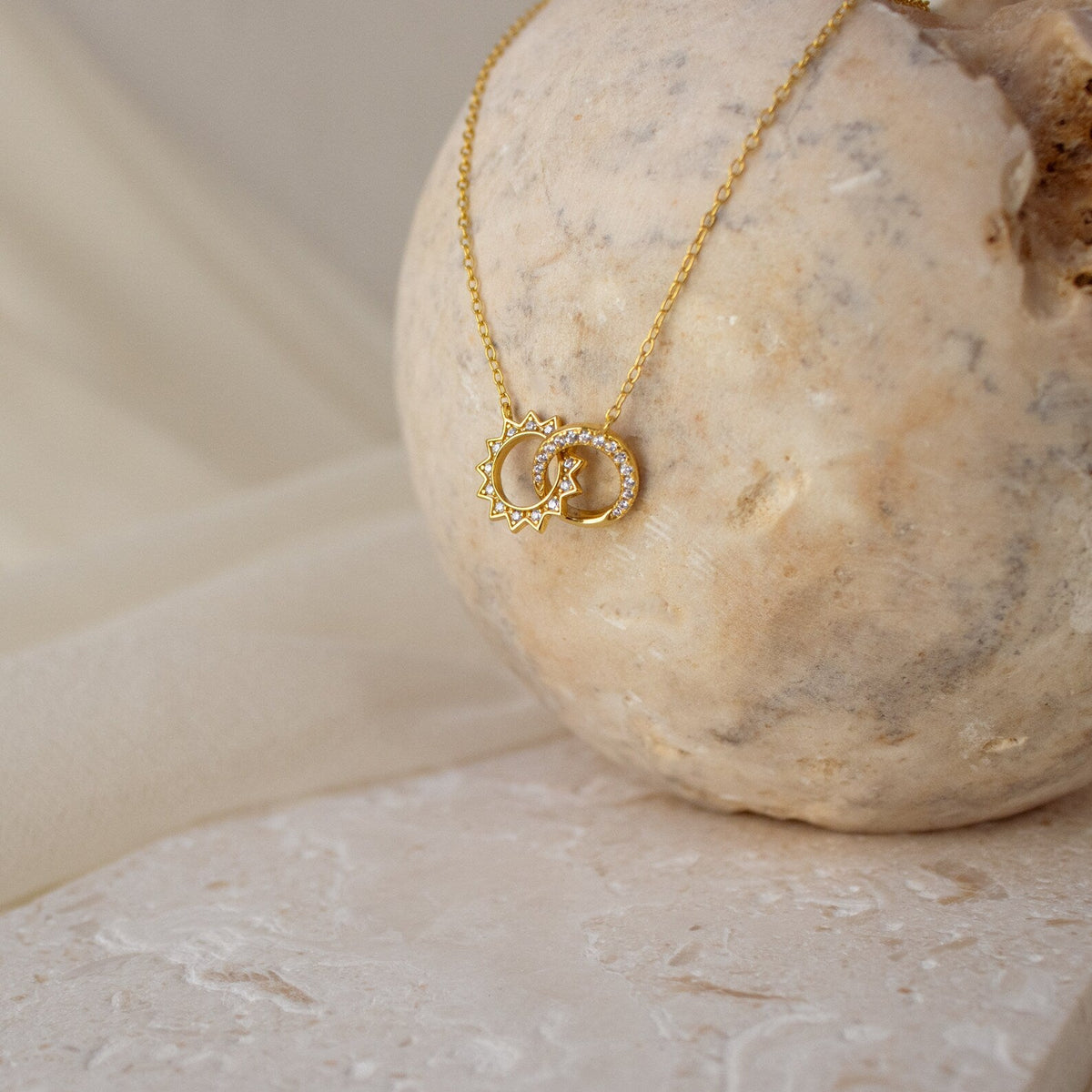 Sun & moon eternity necklace