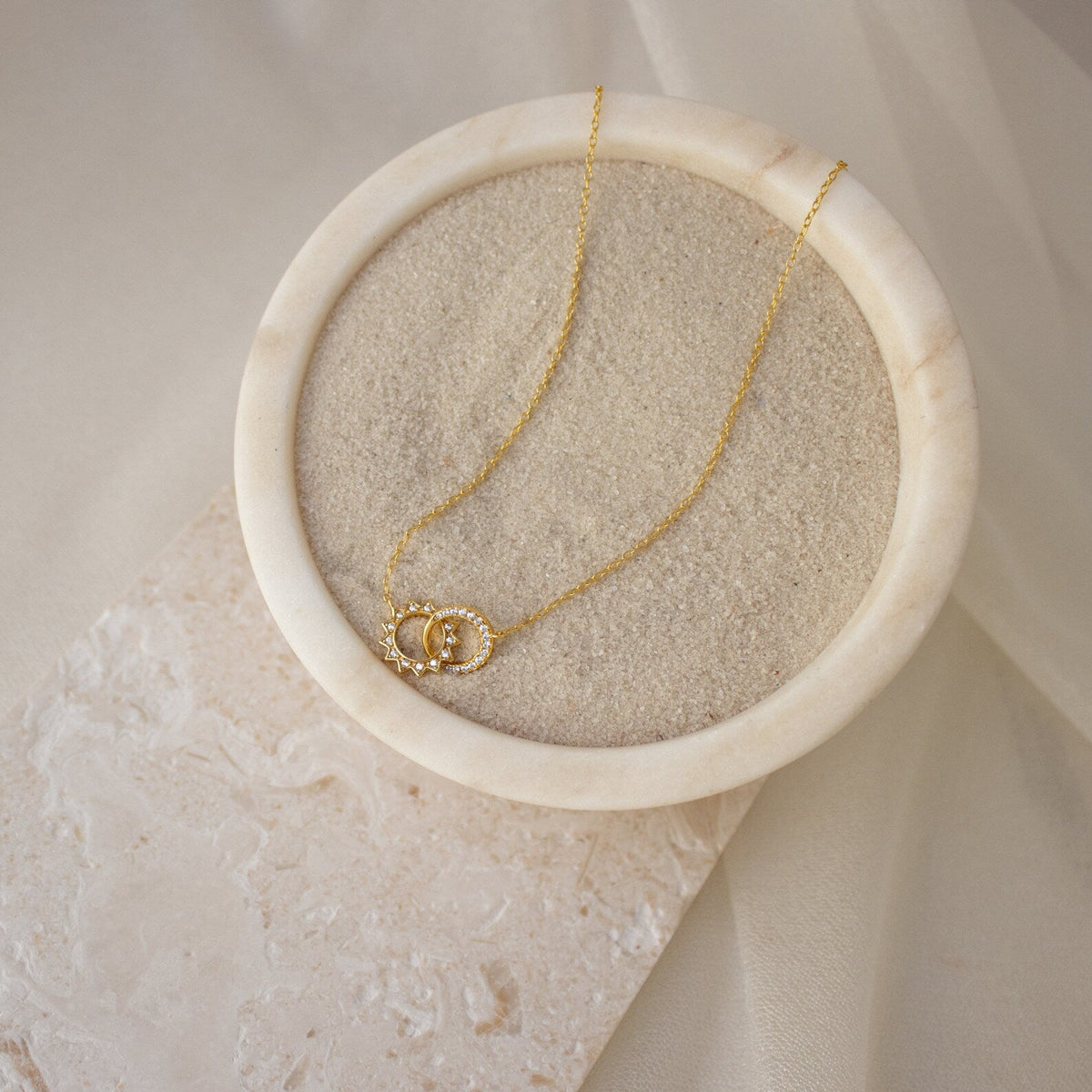 Sun & moon eternity necklace