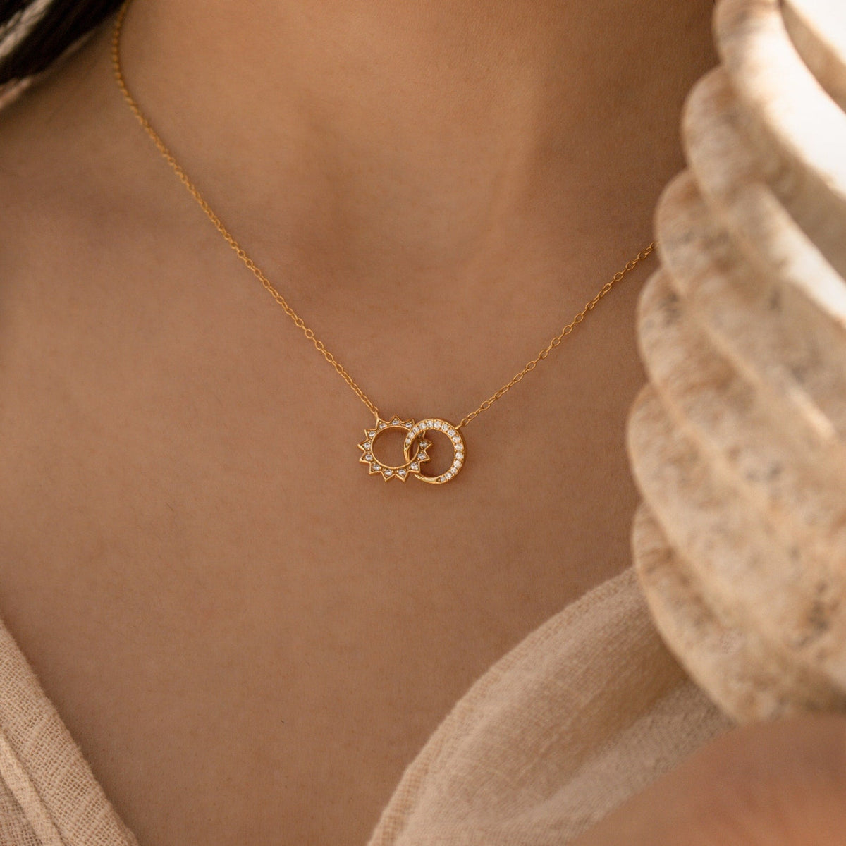 Sun & moon eternity necklace