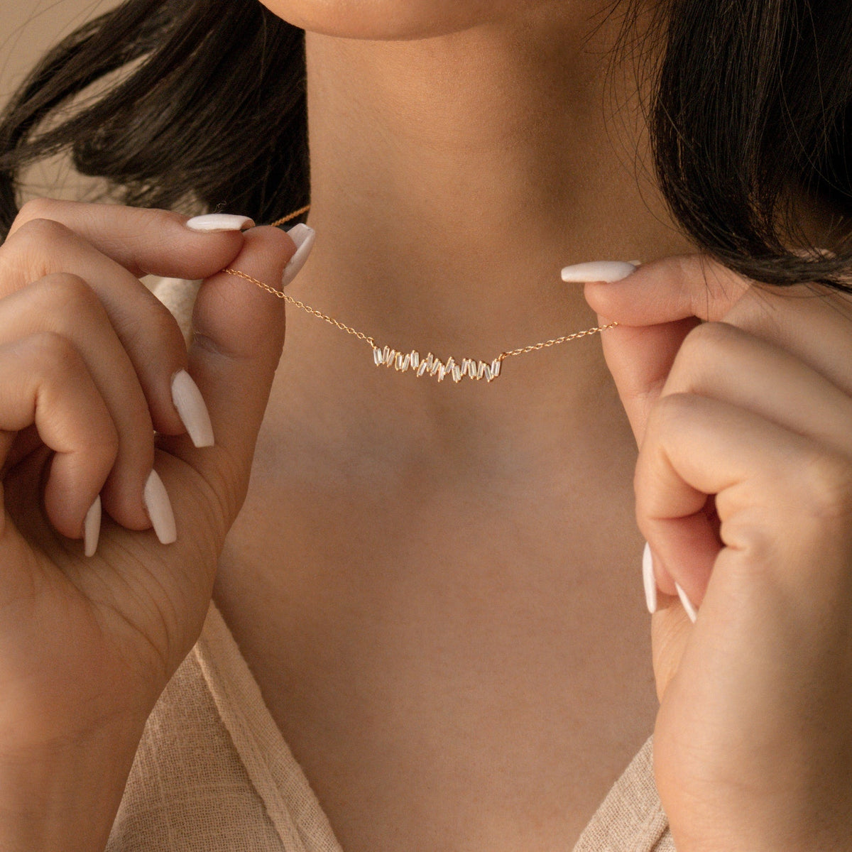 Bethany baguette bar necklace