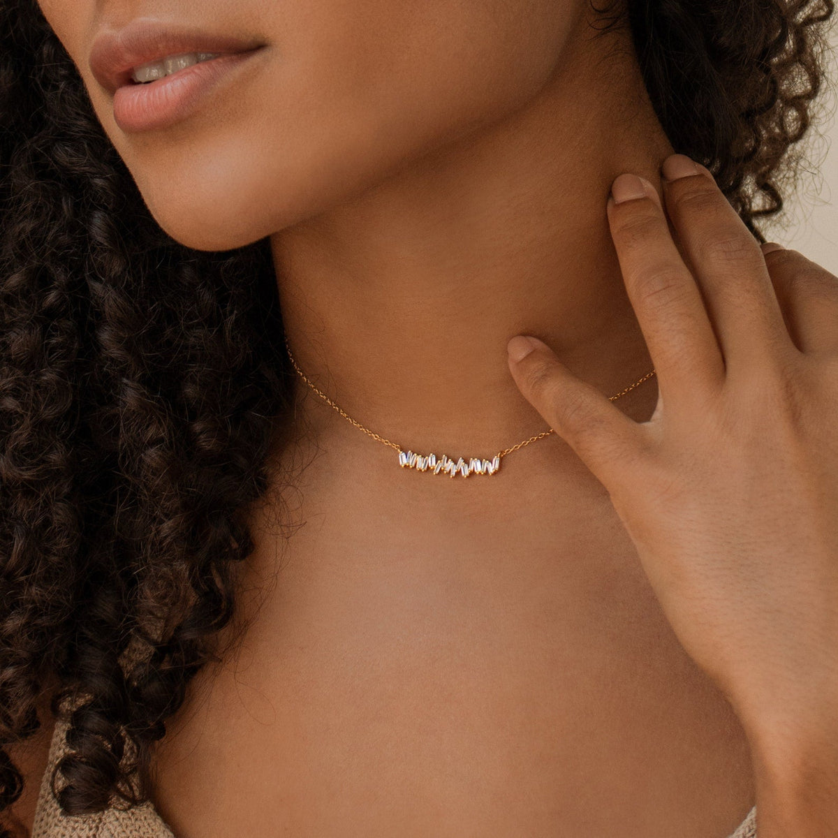Bethany baguette bar necklace
