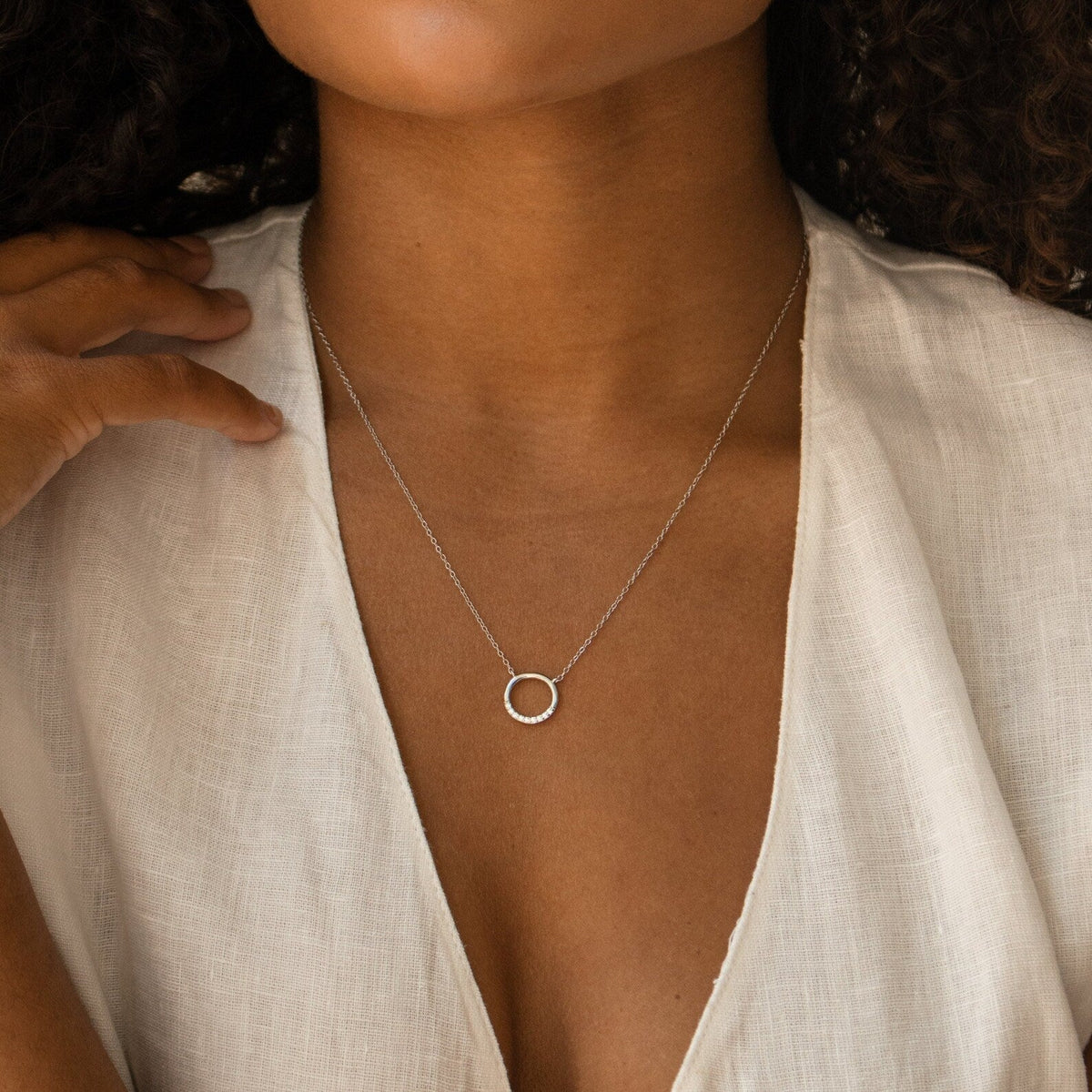 Kayla pave circle necklace