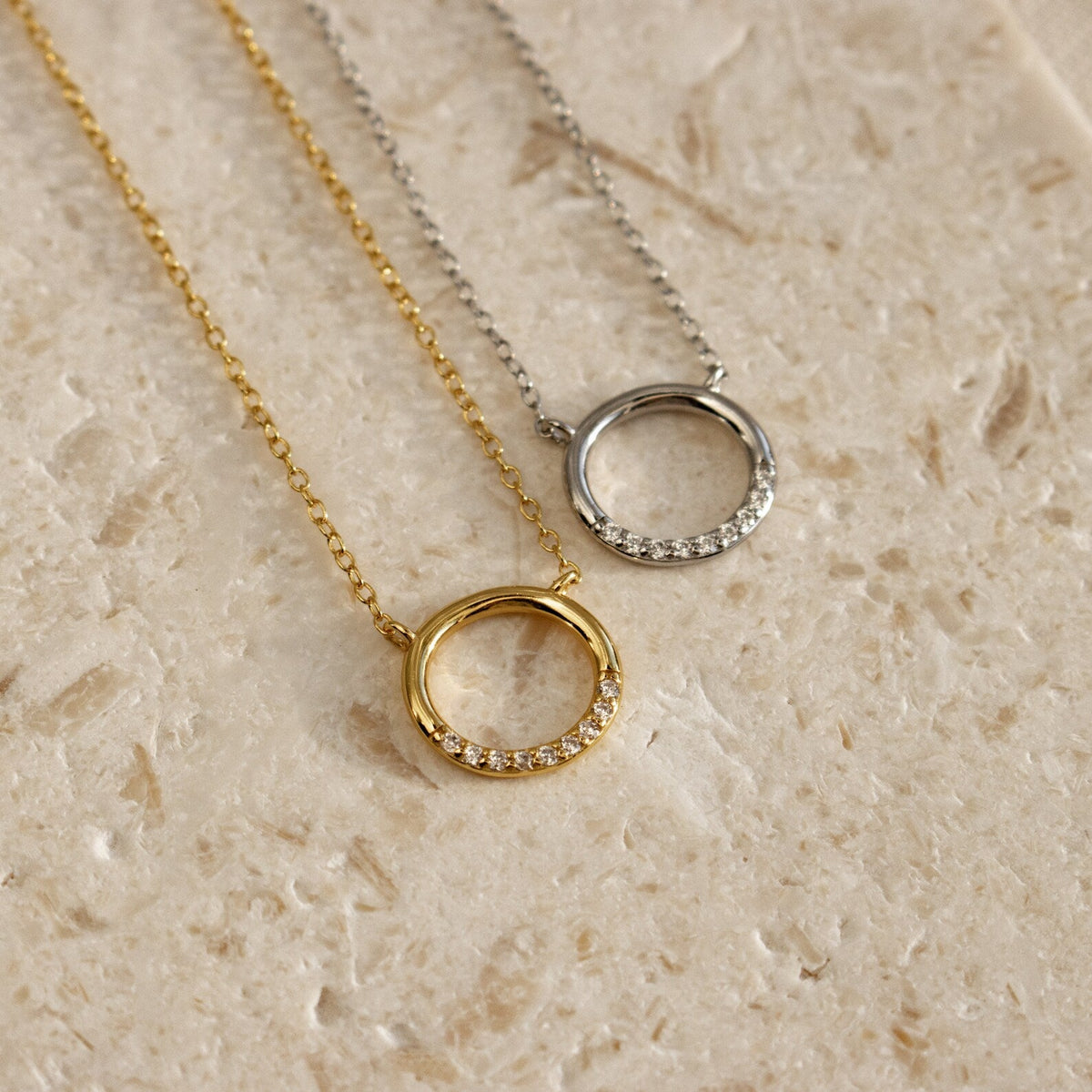 Kayla pave circle necklace