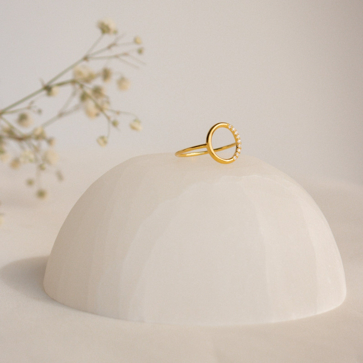 Pave open circle ring