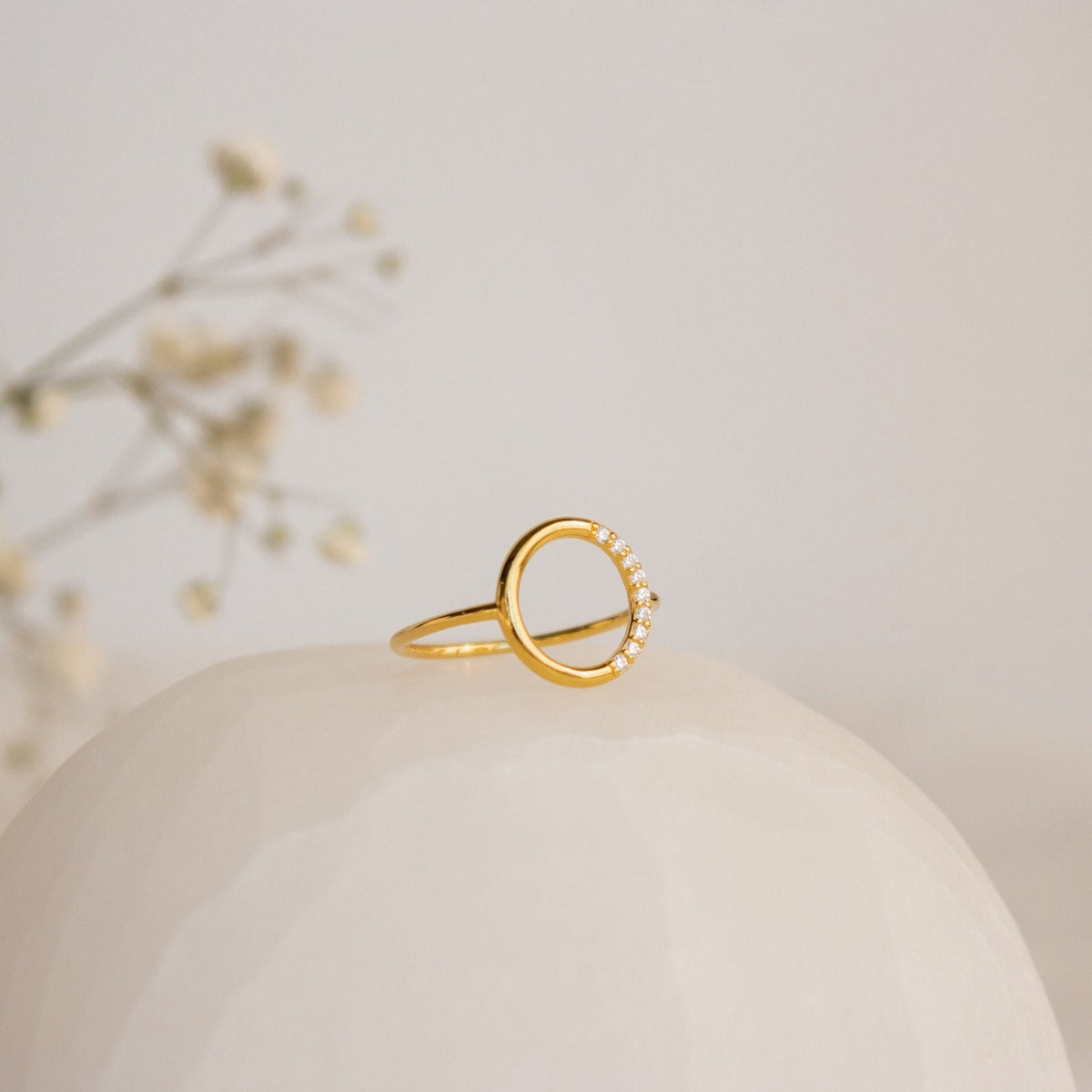 Pave open circle ring