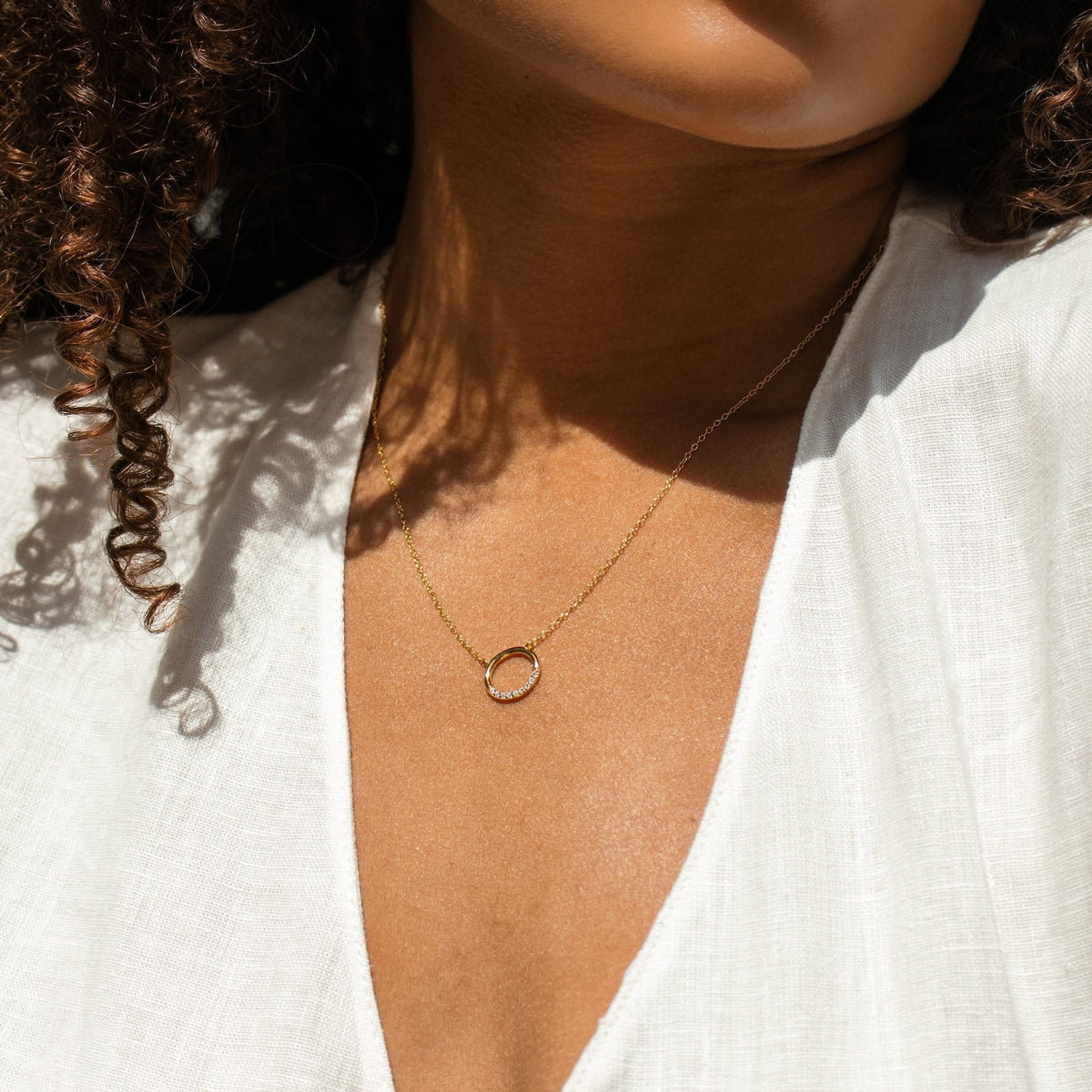 Kayla pave circle necklace