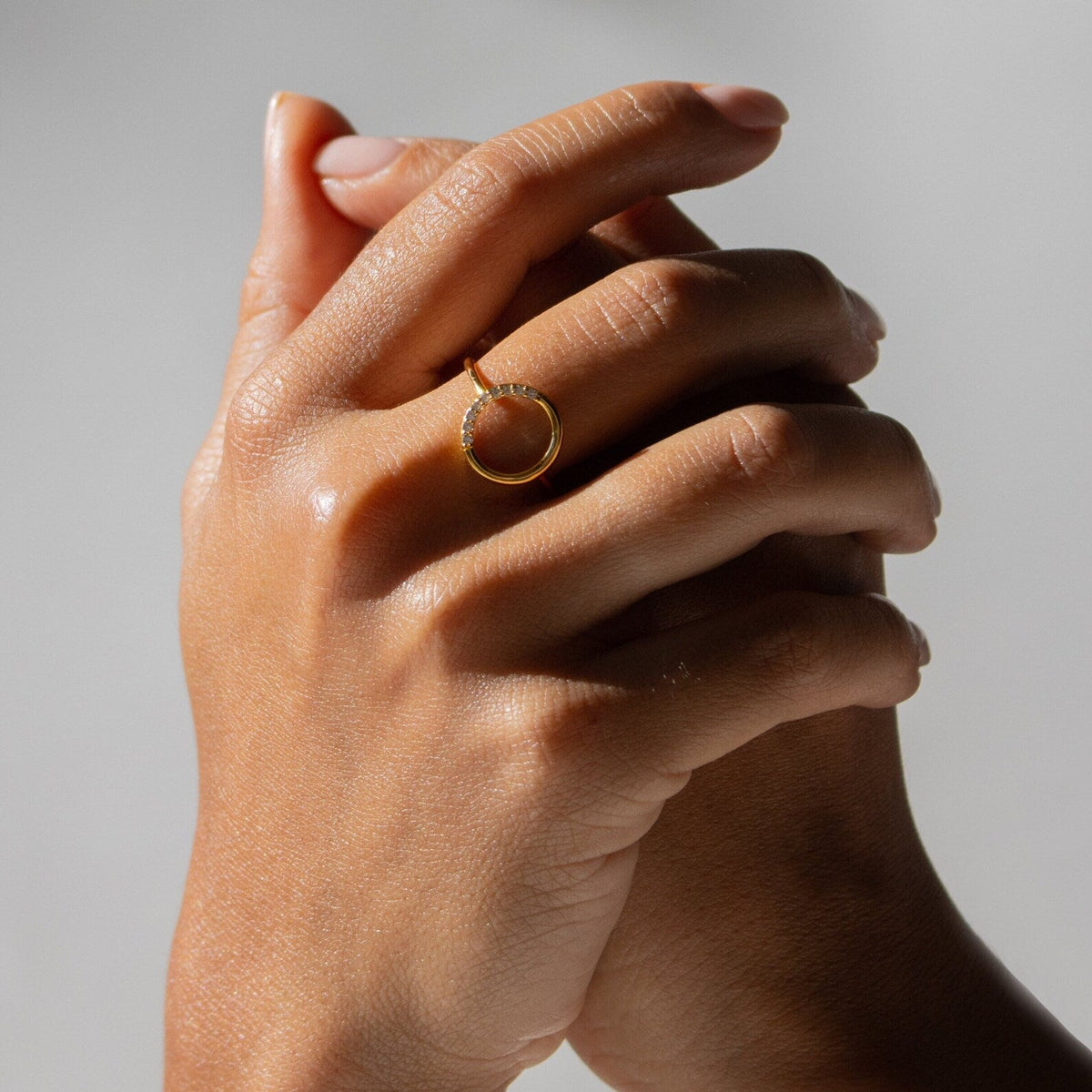 Pave open circle ring