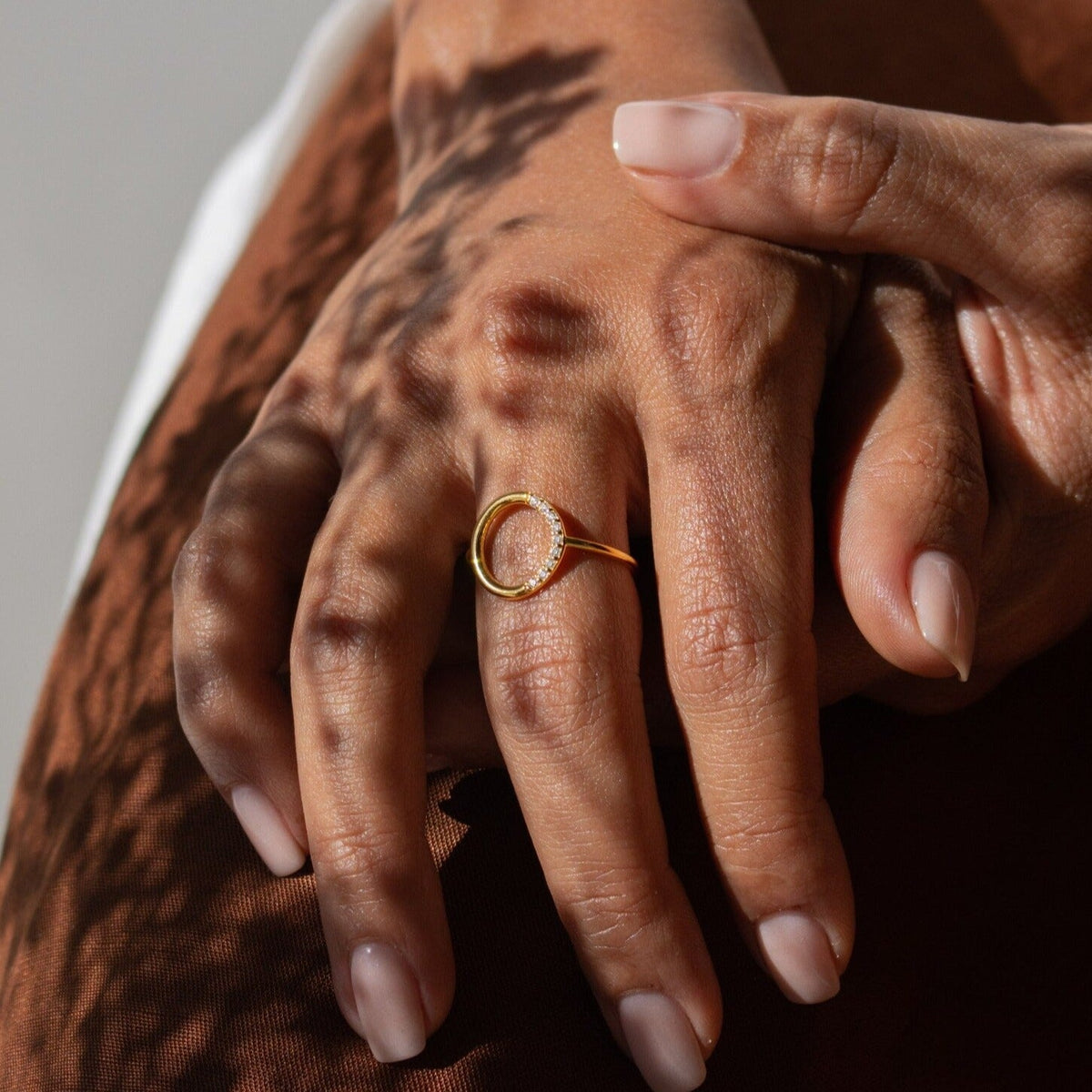 Pave open circle ring