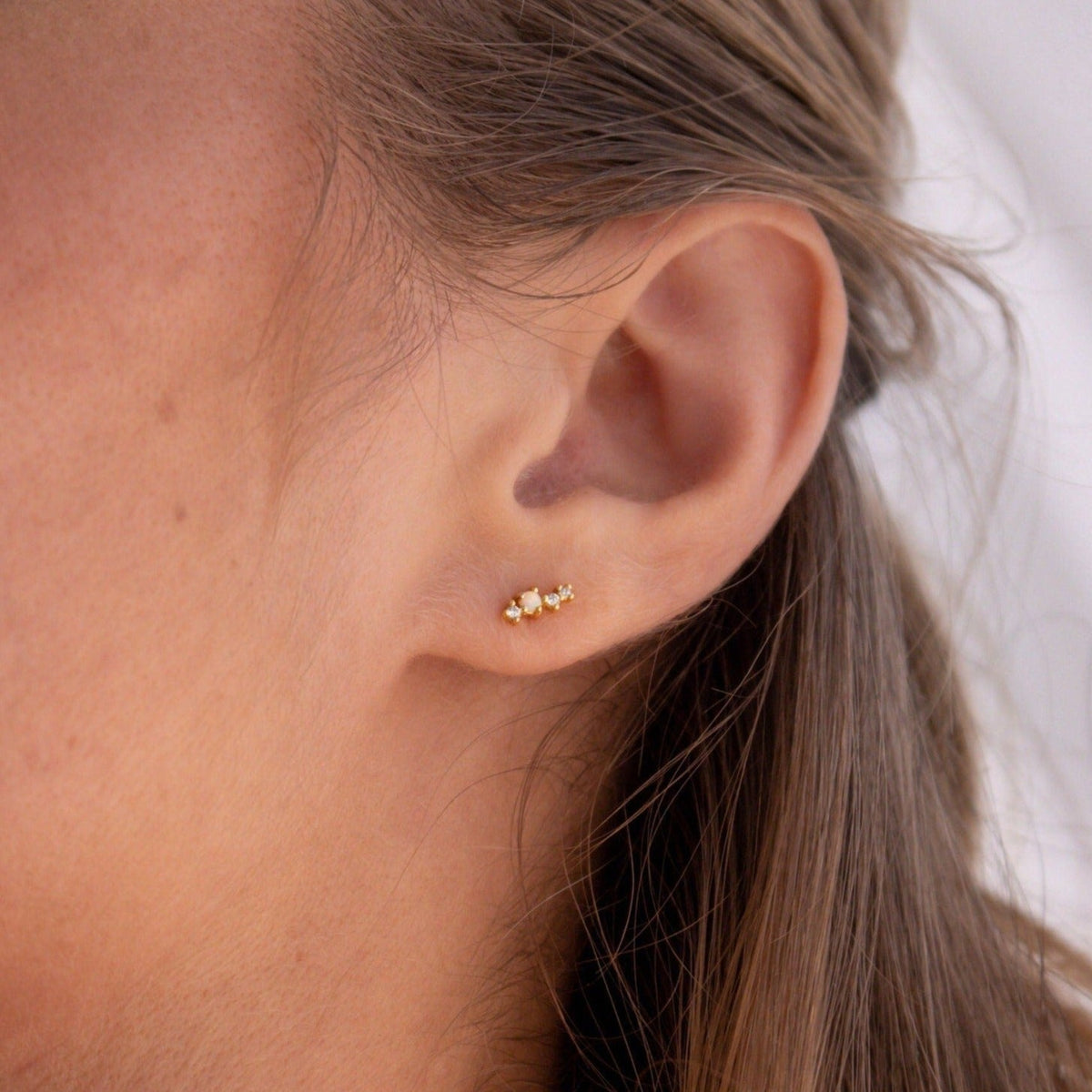 Nile opal and diamond studs