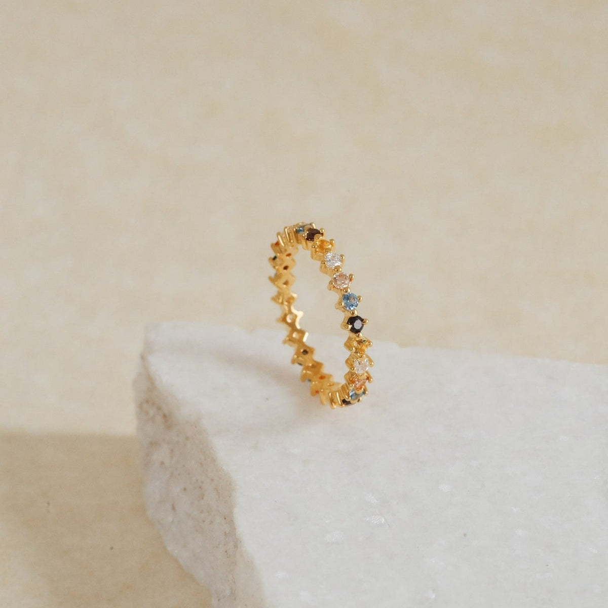 Rainbow crystal ring