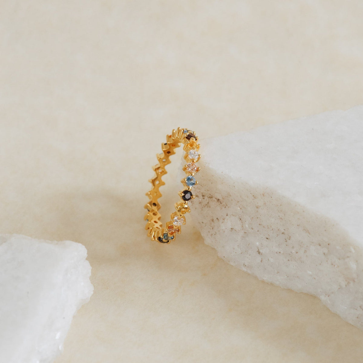 Rainbow crystal ring