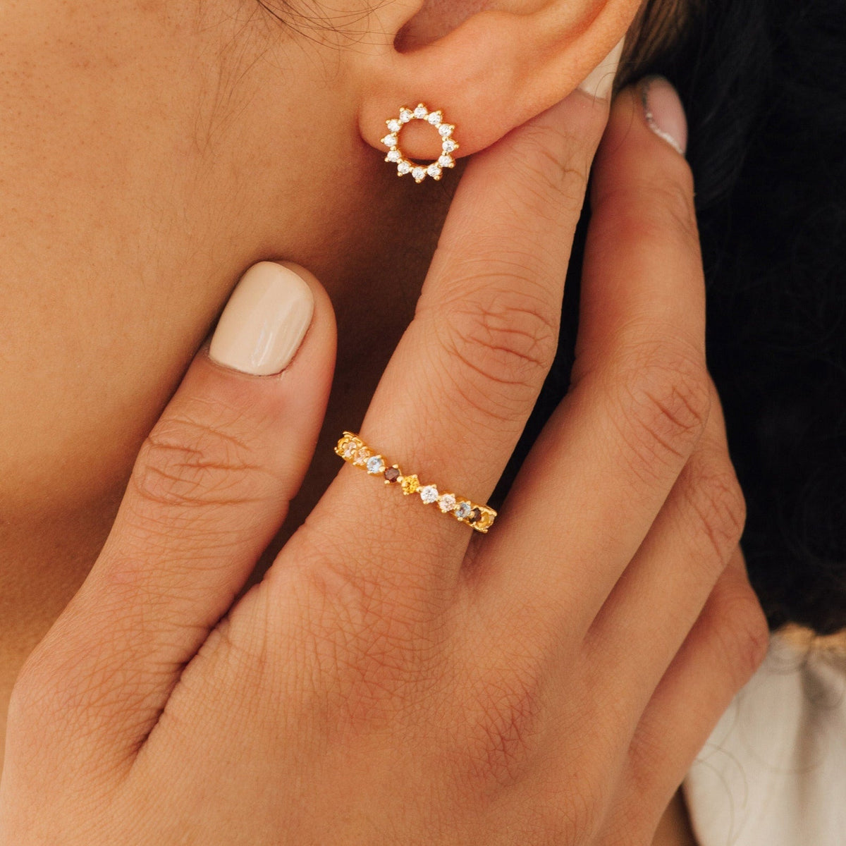 Rainbow crystal ring