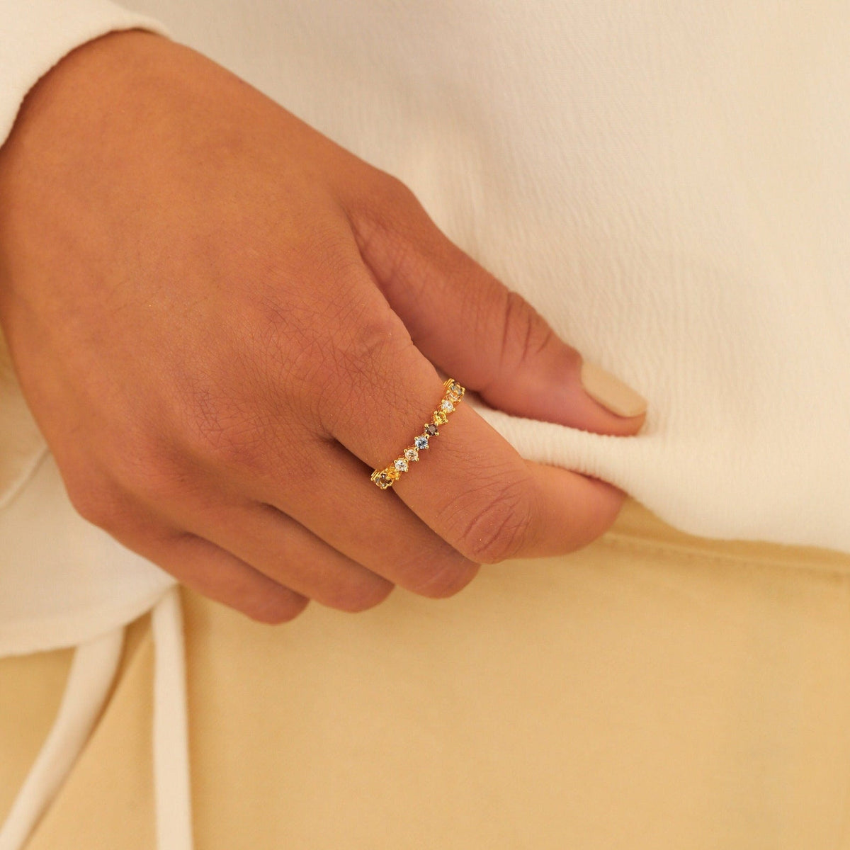 Rainbow crystal ring