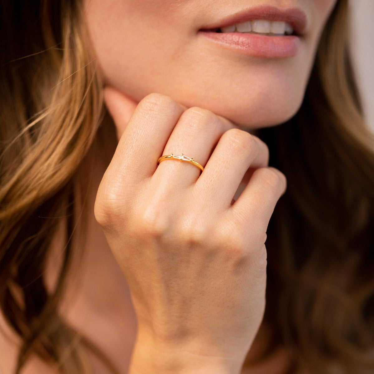 Eleanor baguette diamond ring