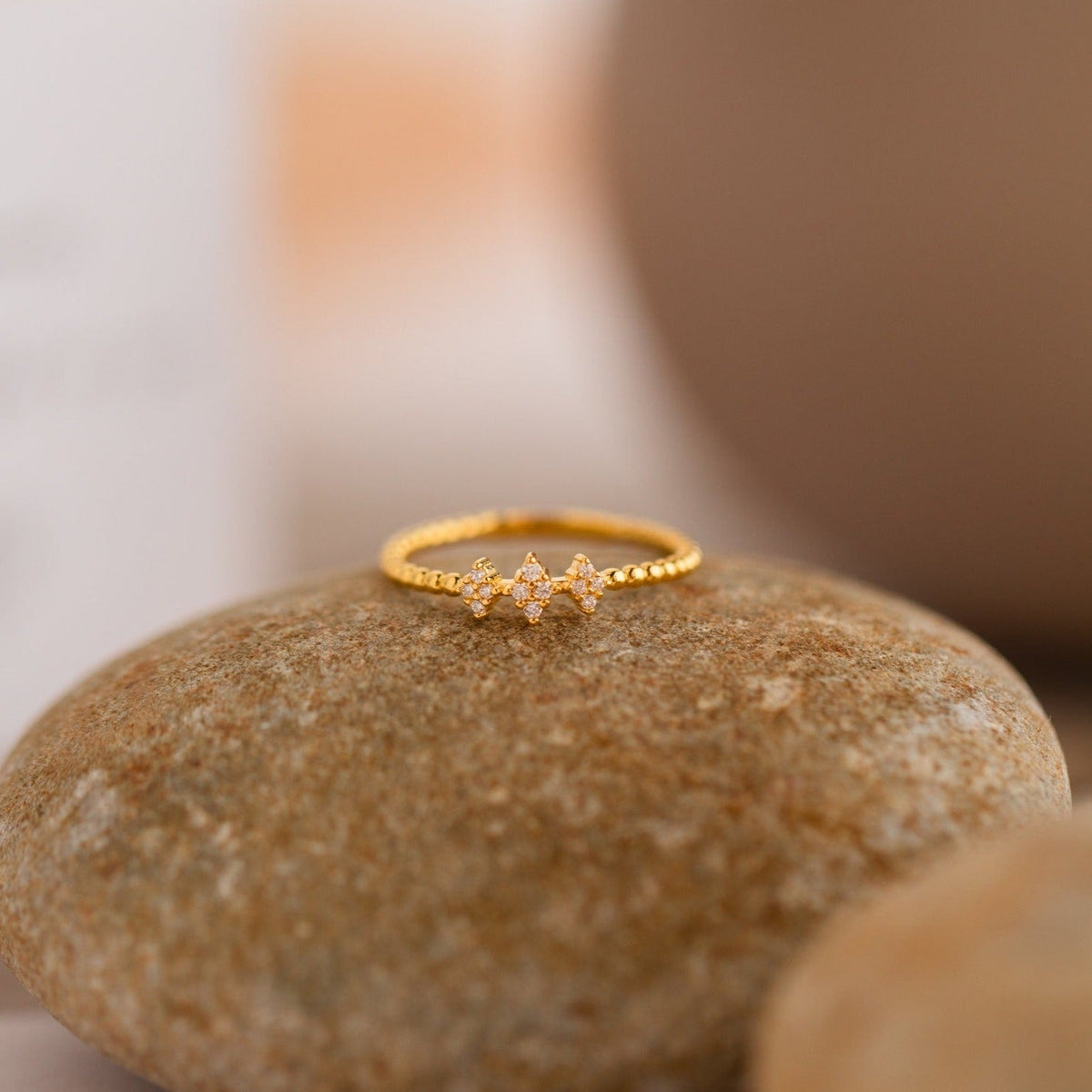 Jasmine beaded diamond ring