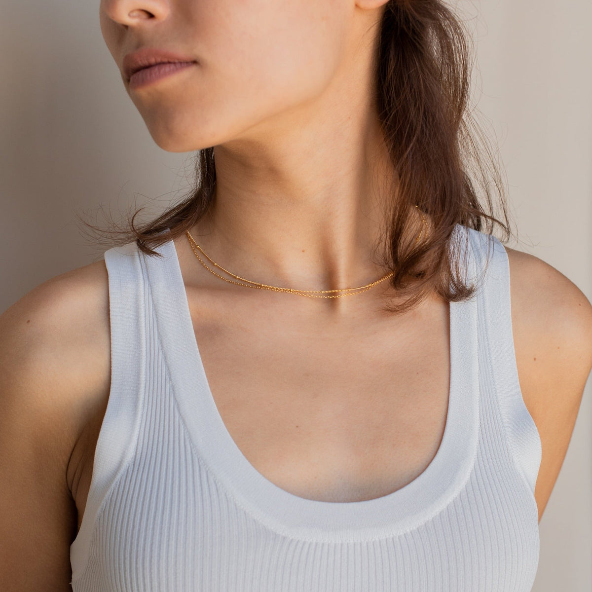 Beaded duo chain necklace
