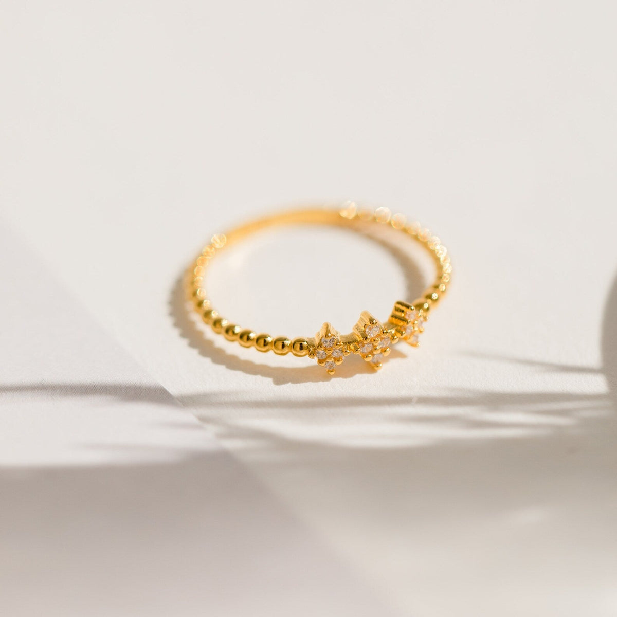 Jasmine beaded diamond ring