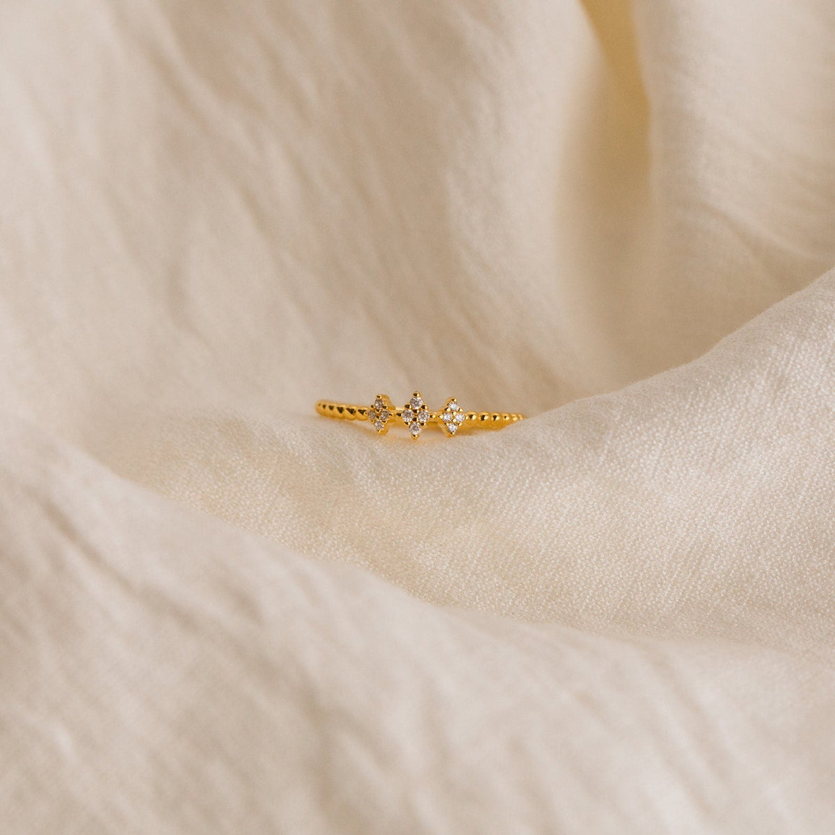 Jasmine beaded diamond ring