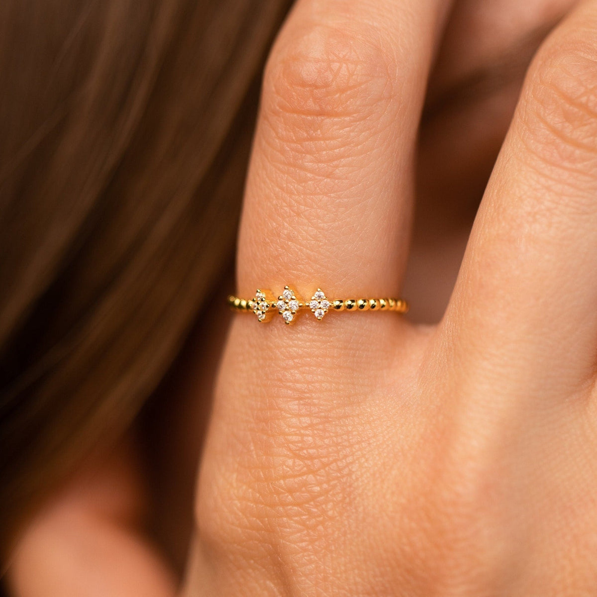 Jasmine beaded diamond ring