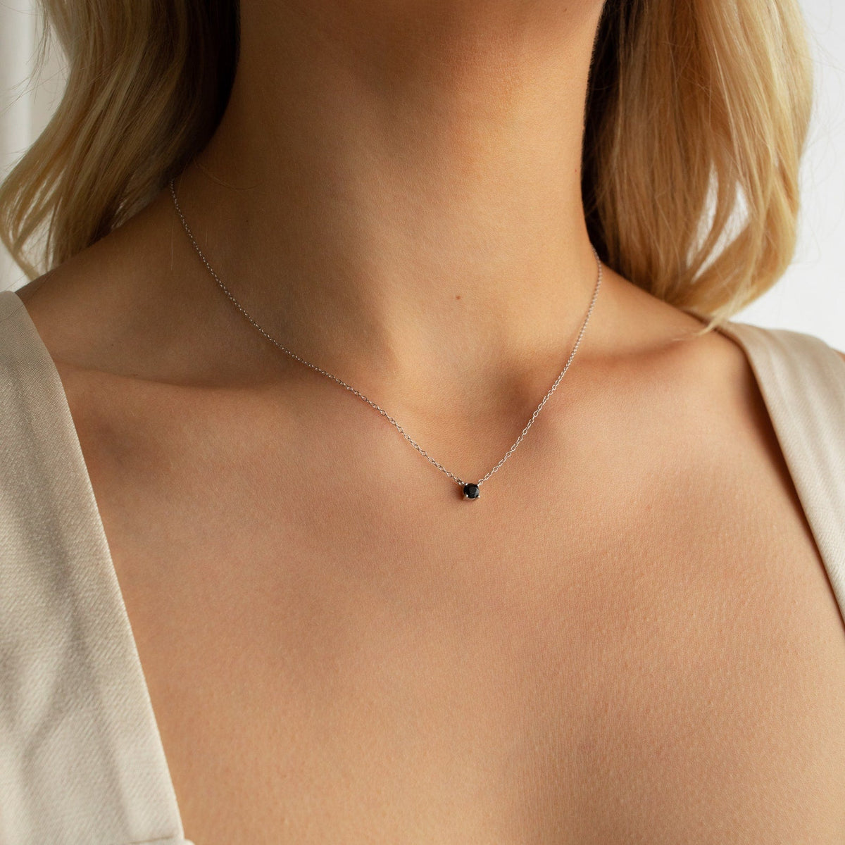 Onyx dainty diamond necklace