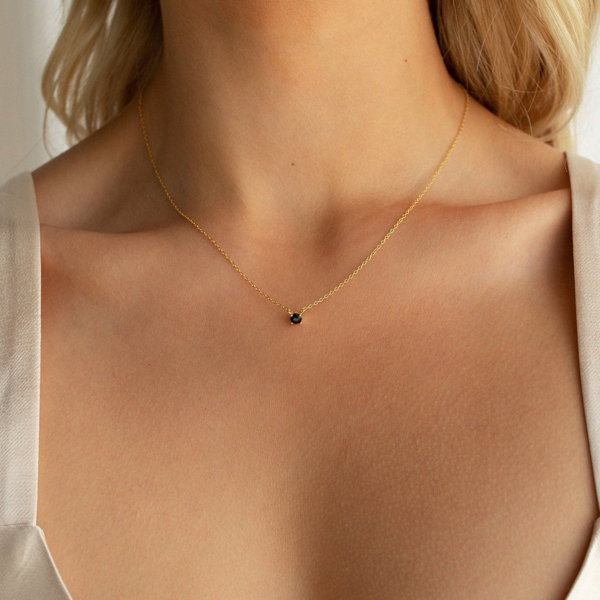 Onyx dainty diamond necklace