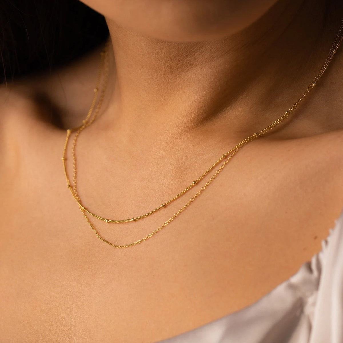 Beaded duo chain necklace