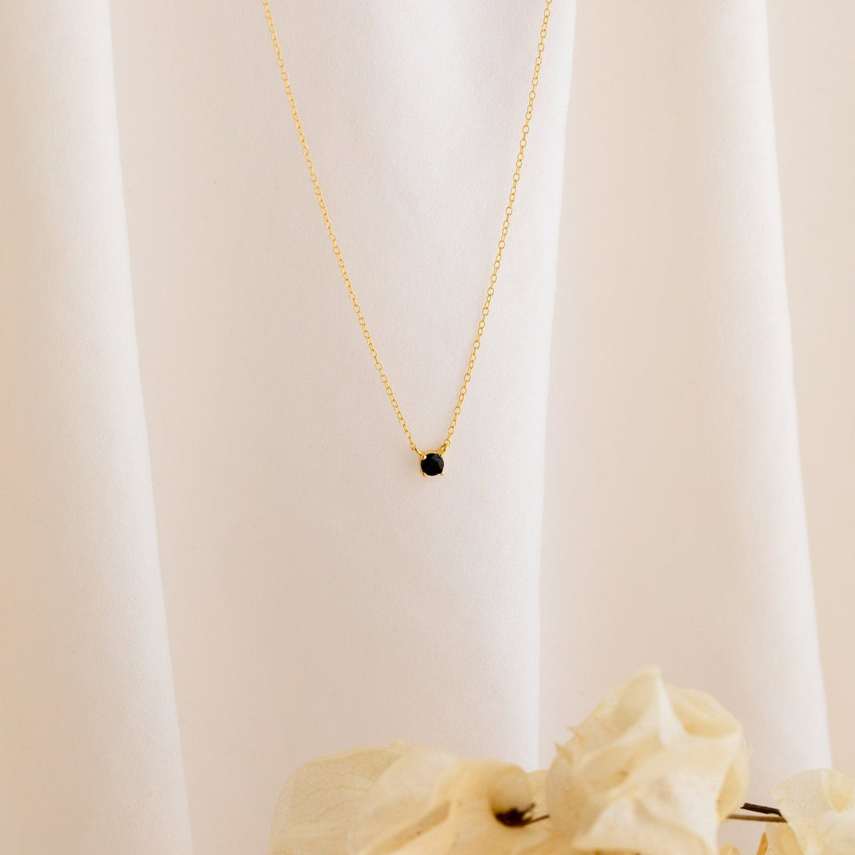 Onyx dainty diamond necklace