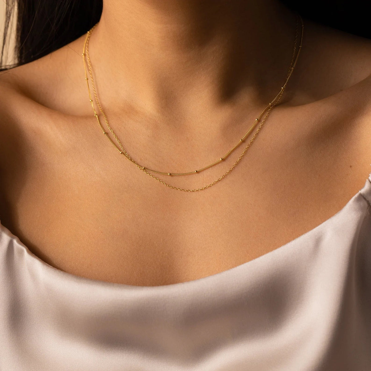 Beaded duo chain necklace
