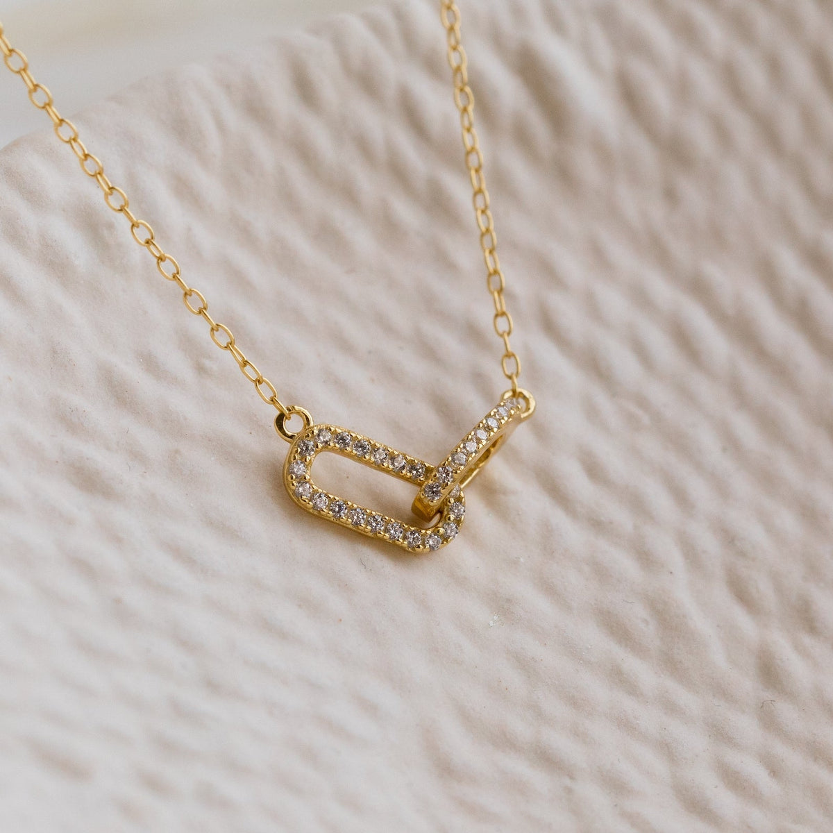 Pave linked pendant necklace