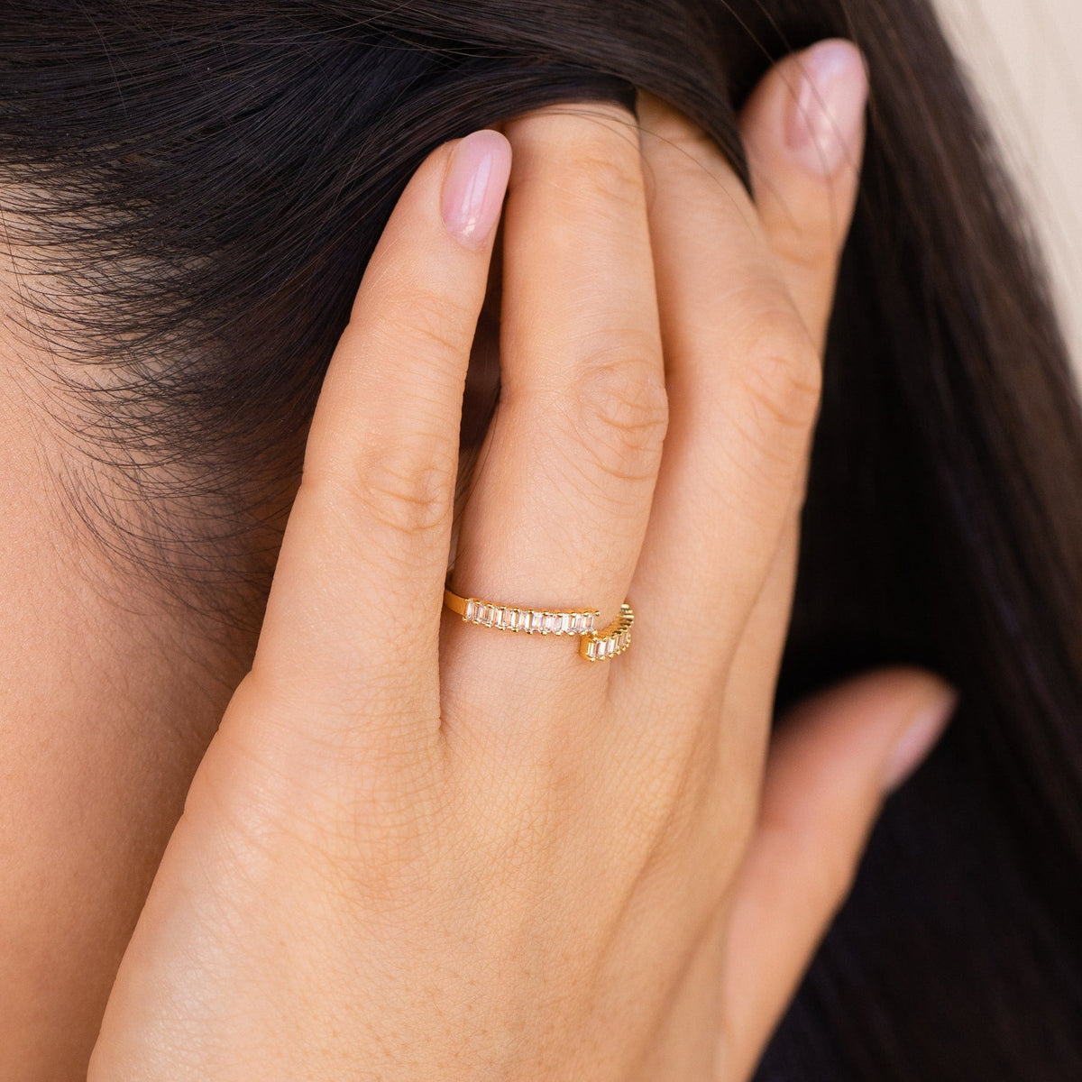Elora baguette wrap ring