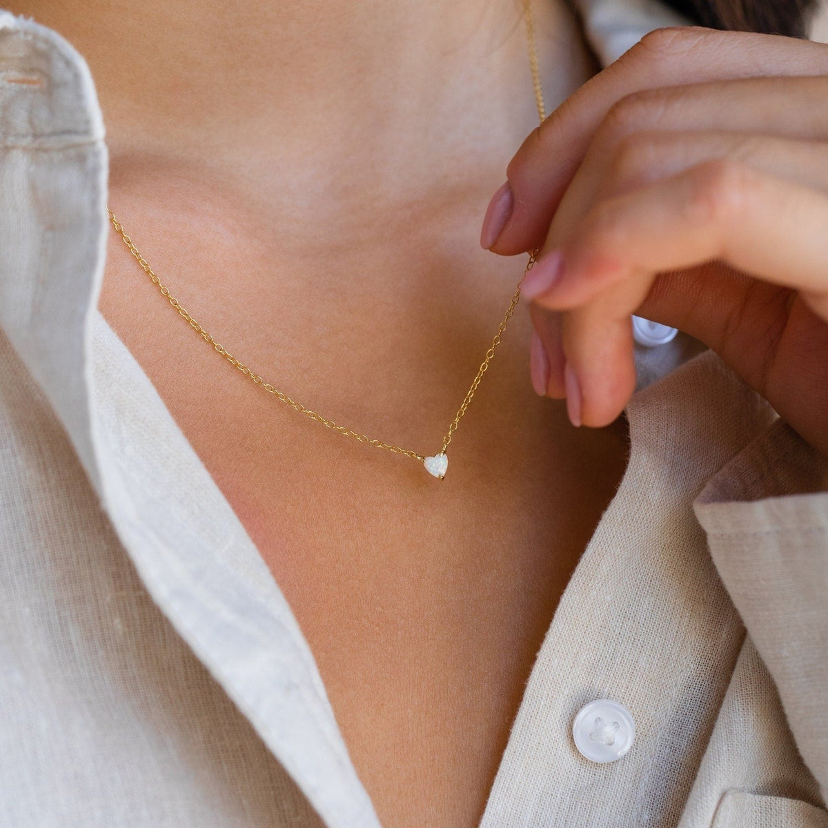 Madeline opal heart necklace