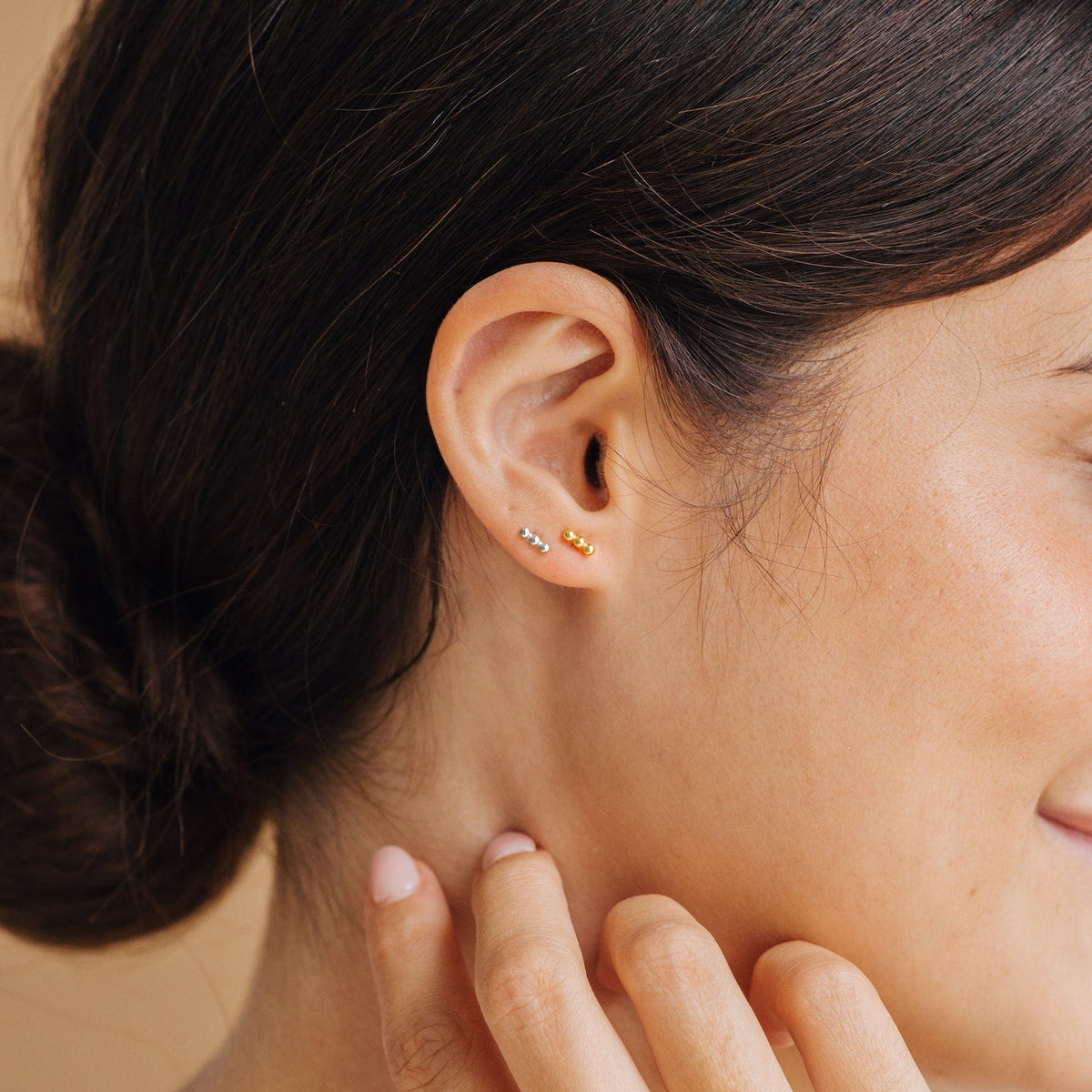 Trio beaded bar studs 6